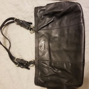 Medium leather black coach bag